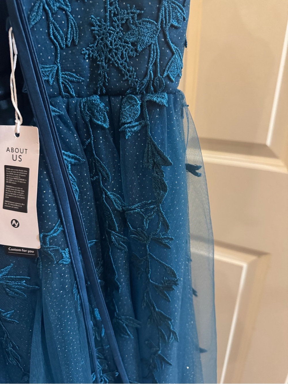 NWT Fairy Dress Teal Tulle Sparkle Long Lace Bodice Formal Dress - Picture 8 of 9